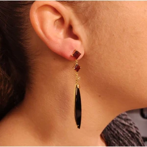 Brincos Ouro 18K E Pedras Brasileiras