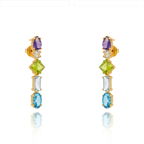 Brincos Ouro 18K E Pedras Brasileiras