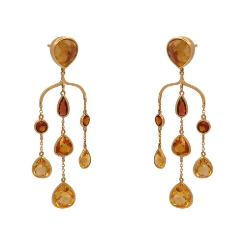 Brincos Ouro 18K E Pedras Brasileiras