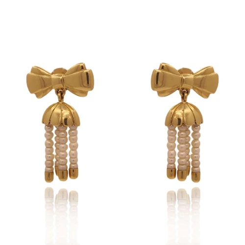 Brincos Ouro 18K E Pérolas