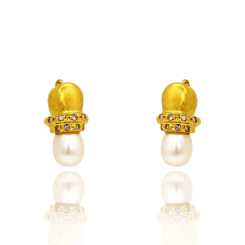 Brincos Ouro 18K E Pérolas