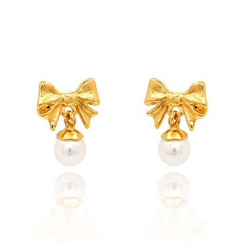 Brincos Ouro 18K E Pérolas