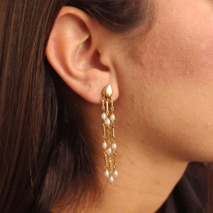 Brincos Ouro 18K E Pérolas