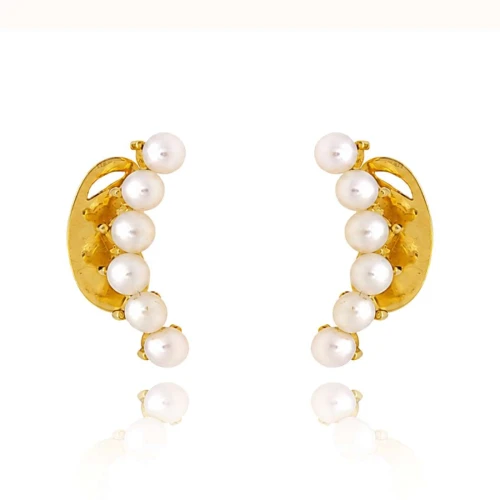 Brincos Ouro 18K E Pérolas