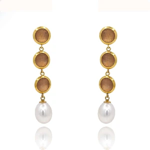 Brincos Ouro 18K E Pérolas