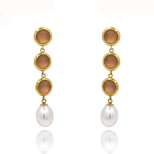Brincos Ouro 18K E Pérolas