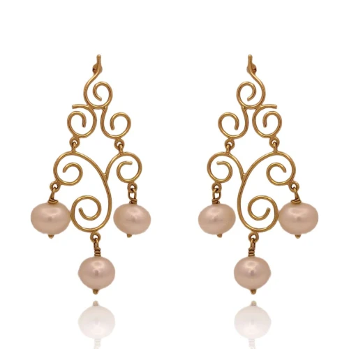 Brincos Ouro 18K E Pérolas