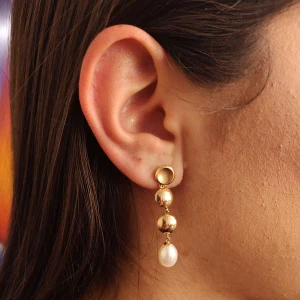 Brincos Ouro 18K E Pérolas