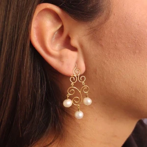 Brincos Ouro 18K E Pérolas