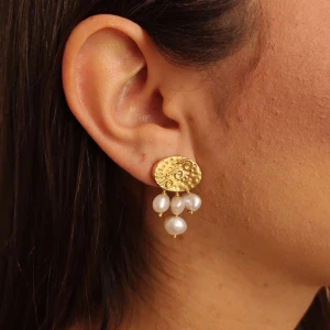Brincos Ouro 18K E Pérolas