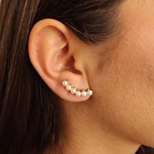 Brincos Ouro 18K E Pérolas Brincos Ouro 18K E Pérolas