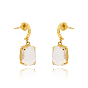 Brincos Ouro 18K E Quartzos