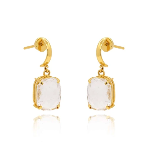 Brincos Ouro 18K E Quartzos