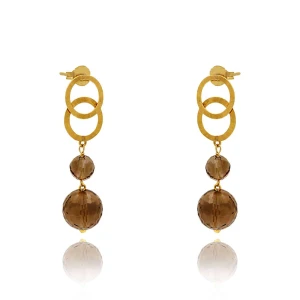 Brincos Ouro 18K E Quartzos