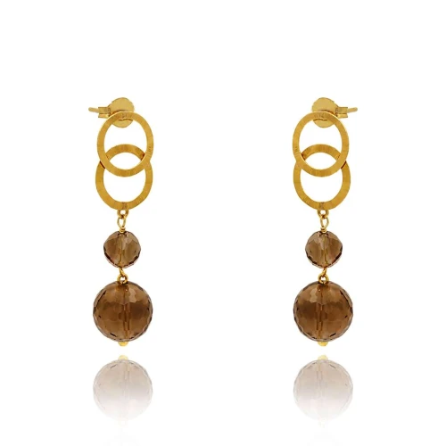 Brincos Ouro 18K E Quartzos