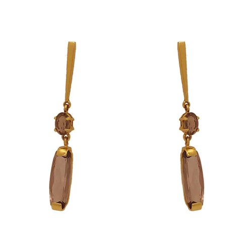 Brincos Ouro 18K E Quartzos