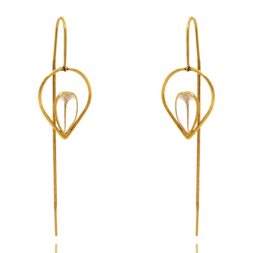 Brincos Ouro 18K E Quartzos