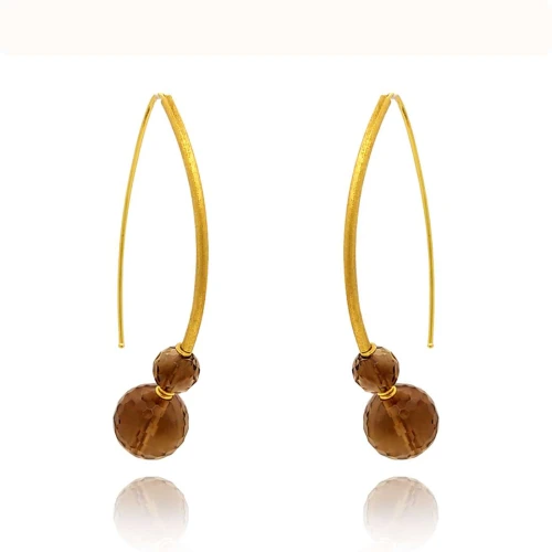 Brincos Ouro 18K E Quartzos