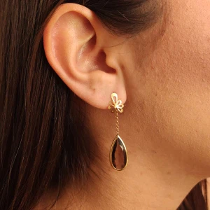 Brincos Ouro 18K E Quartzos