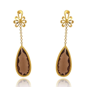 Brincos Ouro 18K E Quartzos