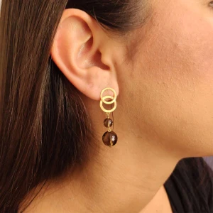 Brincos Ouro 18K E Quartzos