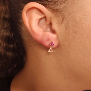 Brincos Ouro 18K E Rubis