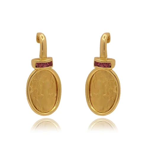 Brincos Ouro 18K E Rubis
