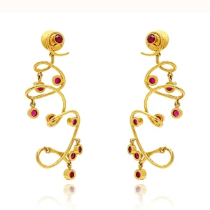 Brincos Ouro 18K E Rubis