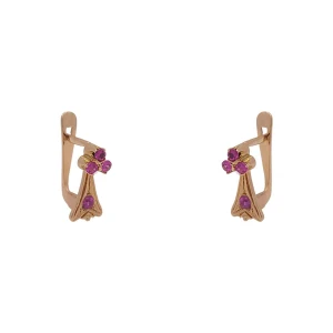 Brincos Ouro 18K E Rubis