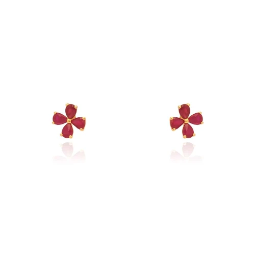 Brincos Ouro 18K E Rubis
