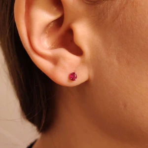 Brincos Ouro 18K E Rubis