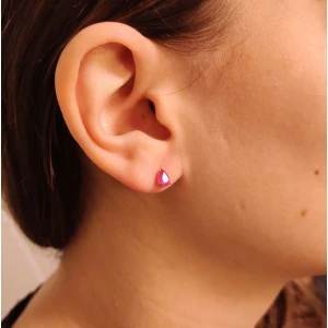 Brincos Ouro 18K E Rubis