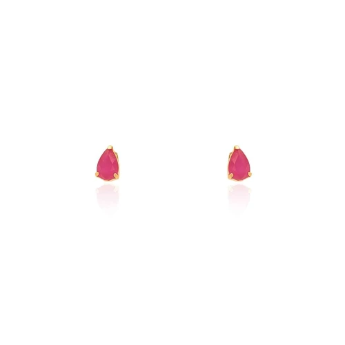 Brincos Ouro 18K E Rubis