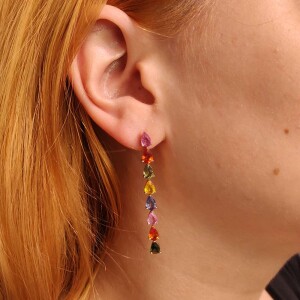 Brincos Ouro 18K E Safiras Brincos Ouro 18K E Safiras