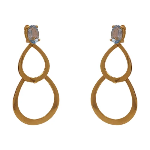 Brincos Ouro 18K E Topázios