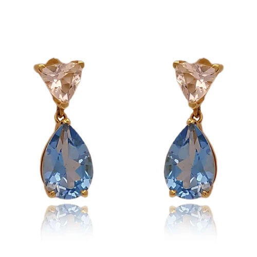 Brincos Ouro 18K E Topázios