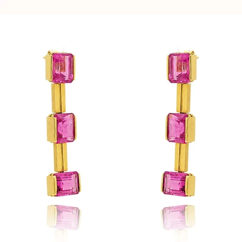 Brincos Ouro 18K E Turmalinas