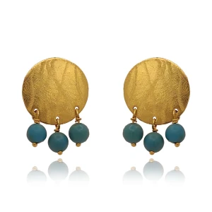 Brincos Ouro 18K E Turquesas
