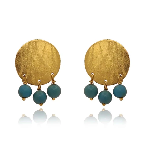 Brincos Ouro 18K E Turquesas