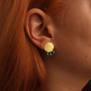 Brincos Ouro 18K E Turquesas