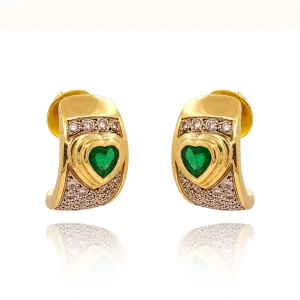 Brincos Ouro 18K, Esmeraldas E Diamantes