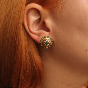 Brincos Ouro 18K, Esmeraldas E Diamantes