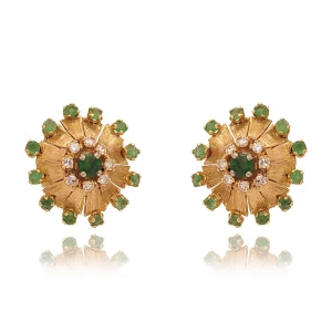 Brincos Ouro 18K, Esmeraldas E Diamantes