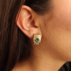 Brincos Ouro 18K, Esmeraldas E Diamantes