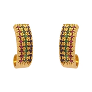 Brincos Ouro 18K, Esmeraldas, Rubis E Safiras