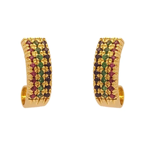 Brincos Ouro 18K, Esmeraldas, Rubis E Safiras