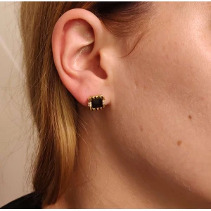 Brincos Ouro 18K, Onix E Diamantes