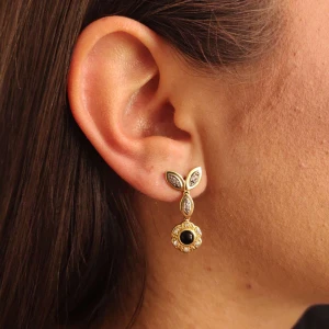 Brincos Ouro 18K, Onix E Diamantes