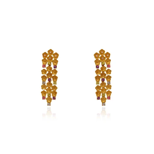 Brincos Ouro 18K, Pedras Brasileiras E Diamantes