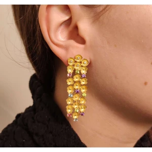Brincos Ouro 18K, Pedras Brasileiras E Diamantes